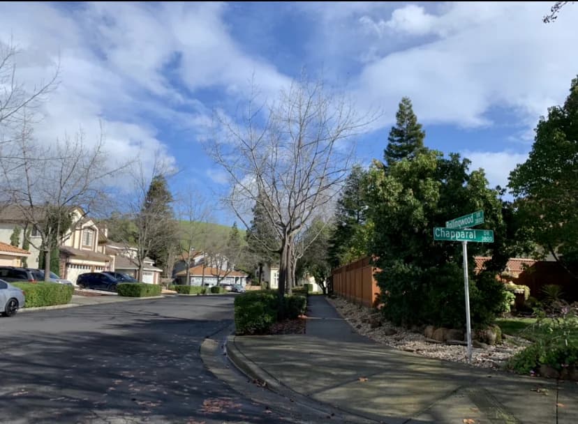Suburban California homes along a quiet residential street