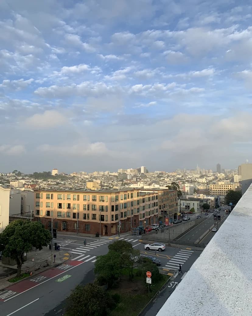 California urban business district viewed from above
