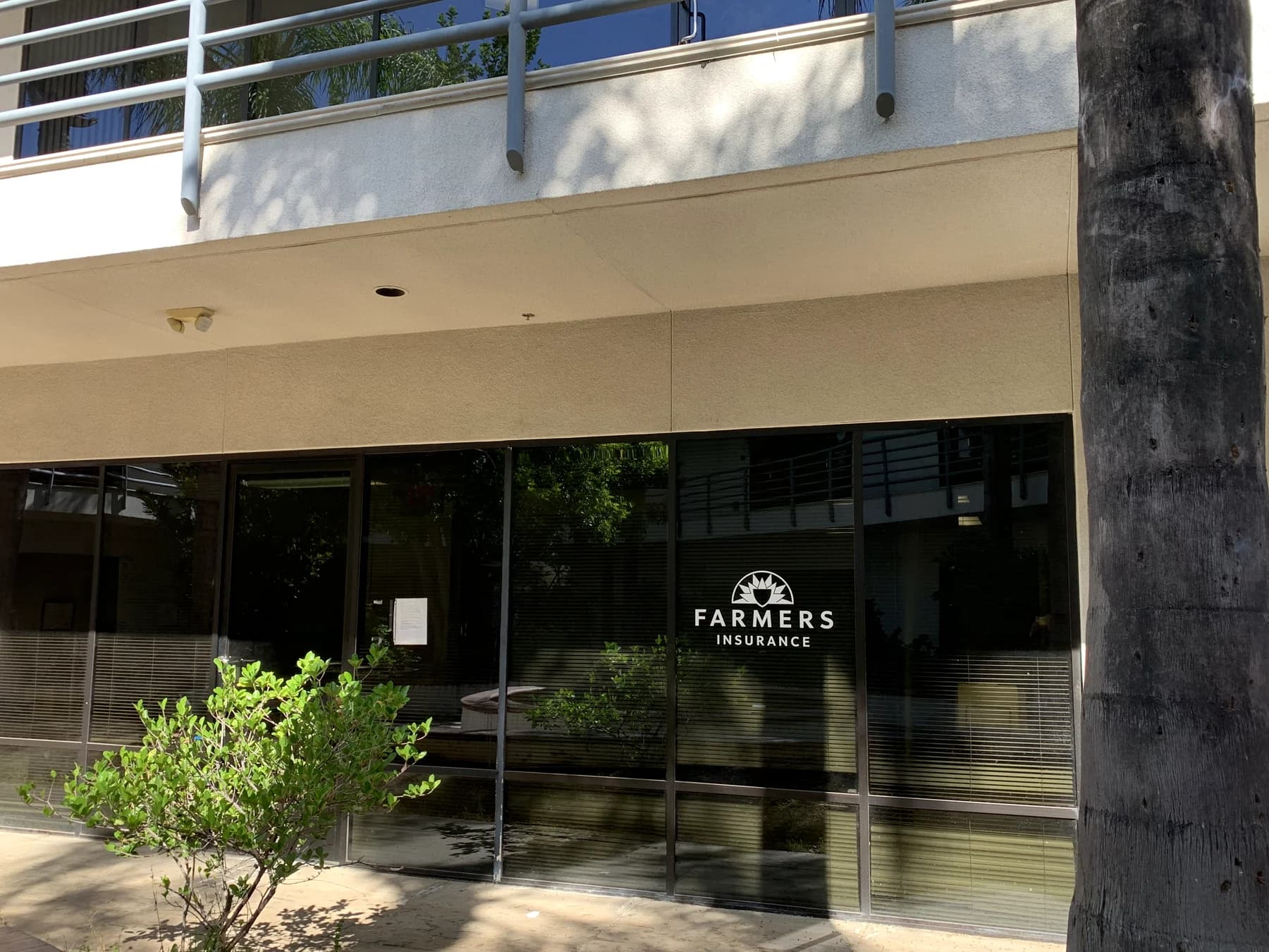 Farmers Insurance window at the Moreno Valley agency office